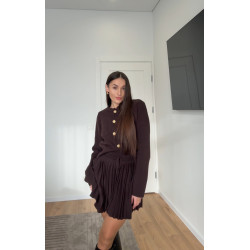 Rudas kostiumėlis su sijonu