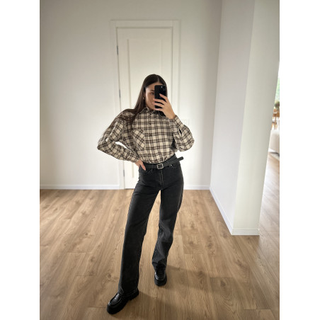 Pilki tiesaus kirpimo džinsai