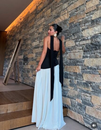 Juoda suknelė juoda/balta